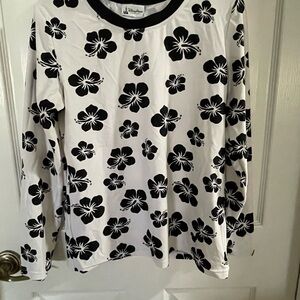 Disney Black and White Floral Long Sleeve Top
